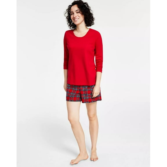 Family Pajamas Womens Brinkley Plaid Shorts Mix It Matching Set Plaid Candy Red S