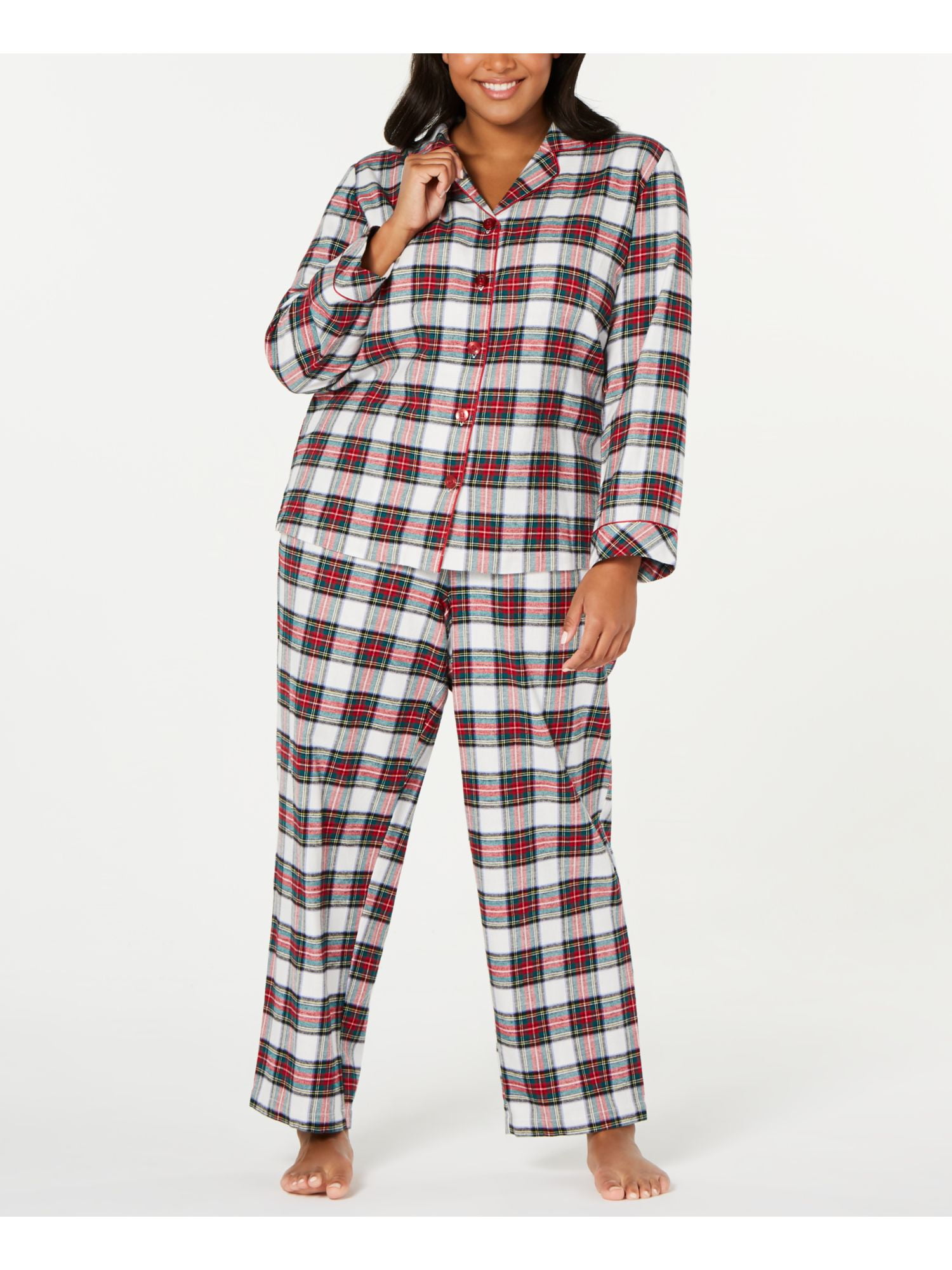 Family Pajamas Women's Plus Size Matching Stewart Plaid Family Pajama