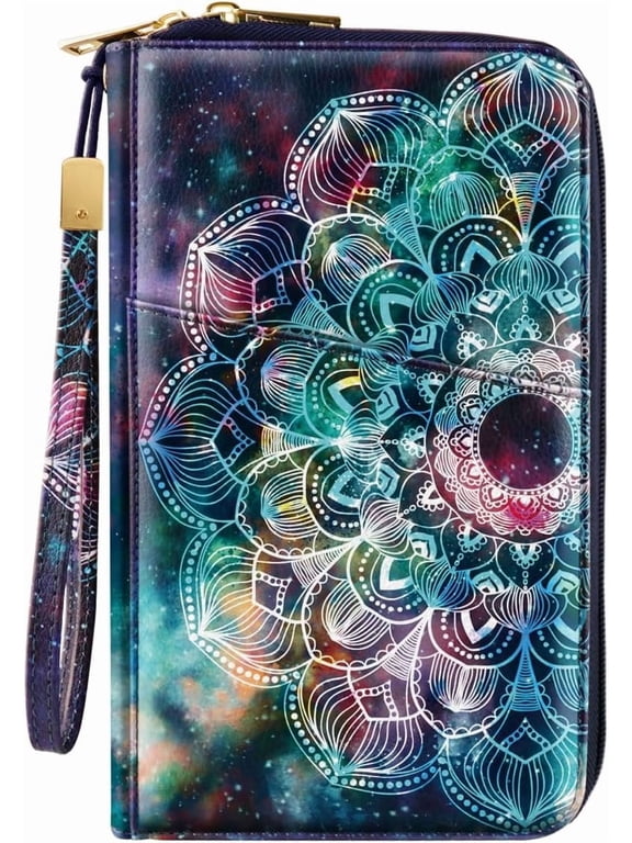 Family Passport Holder for Travel 4 5 or 6 RFID Blocking | Multi-Passport Wallet, Travel Document Organizer, Zippered Case for Family, Group Travel, Cruise, , Mandala