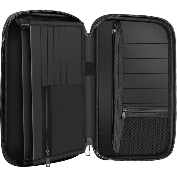 Family Passport Holder,Upgraded Material Fireproof Travel Passport Wallet with 2 Pockets,Travel Document Organizer Case for Passport,Card and