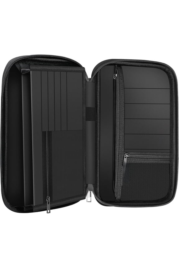 Family Passport Holder,Upgraded Material Fireproof Travel Passport Wallet with 2 Pockets,Travel Document Organizer Case for Passport,Card and