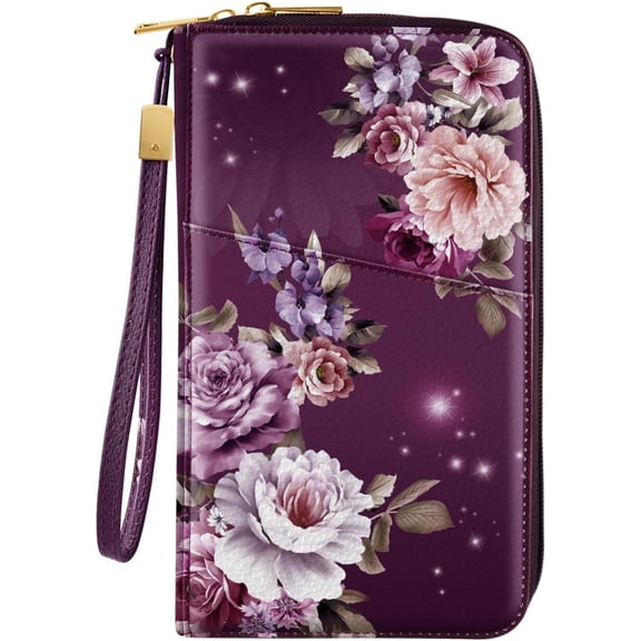 Family Passport Holder Wallet RFID Blocking Document Organizer PU Leather Mulit-purpose Travel Wallet Credit Cards Case for Women Men,Purple