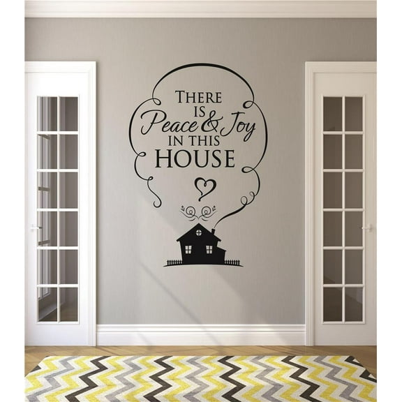 Family There is Peace and Joy in Home Welcoming Home Wall Decal Decoration Cute House Art with Welcoming Quote Lettering Lasts Years and Easily Removable - Size: 7 In(W) x 10 In(H)