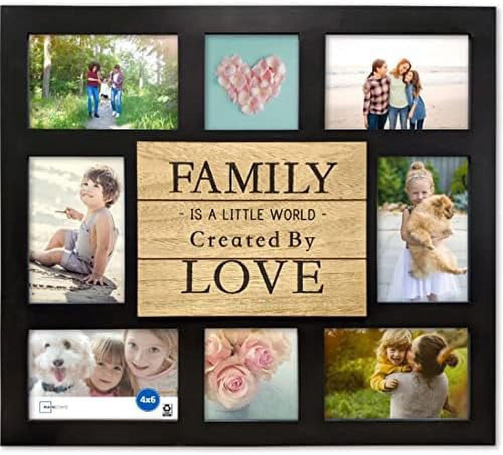 Family Photo Frame, Family Picture Frames Collage Wall Decorative, 9 Opening 4X6 Picture Frames
