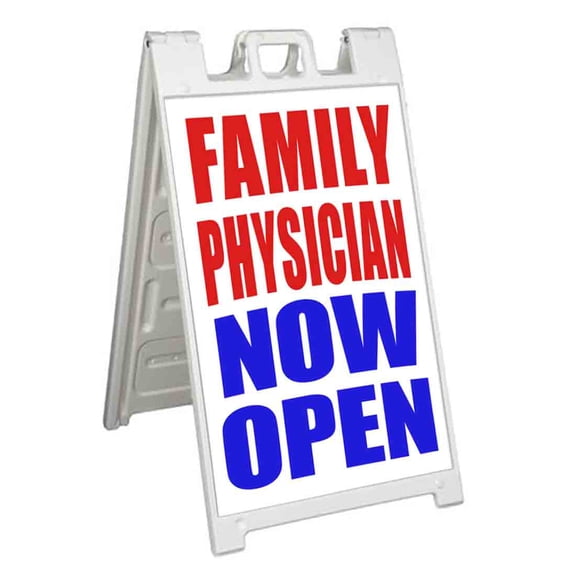 Family Physician Now Open (24" X 36") Standard A-Frame Signicade, Includes Decal Applied To Stand