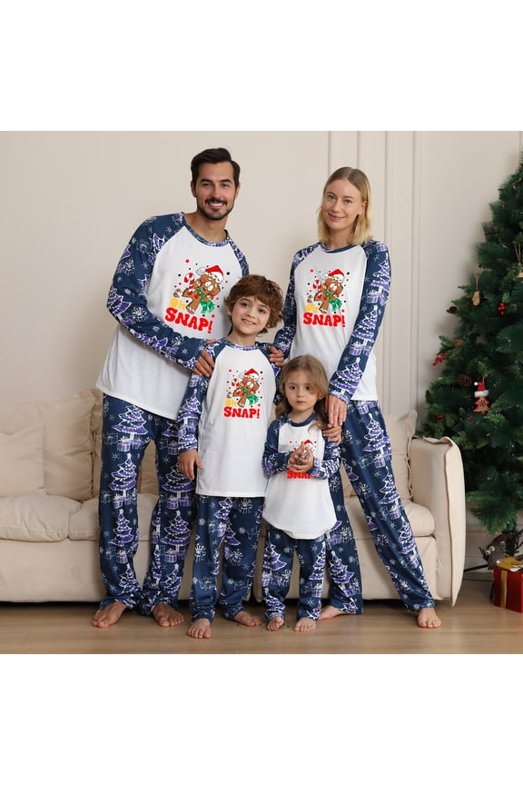 Family Pj Christmas Set With Oh Snap Gingerbread Man, Blue, Standard to Plus Size
