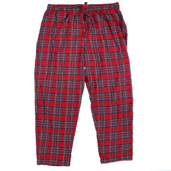 Family Pjs Men's Sleep Pants Drawstring Pajama Night Bottoms Red Plaid Xxl New