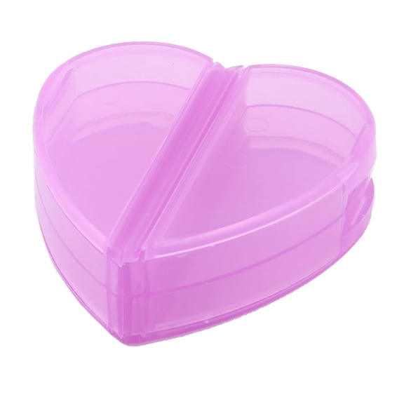 Uxcell 2.8'' x 3'' Family Plastic Heart Shaped 4 Compartments Capsule Pills Storage Box Case Purple