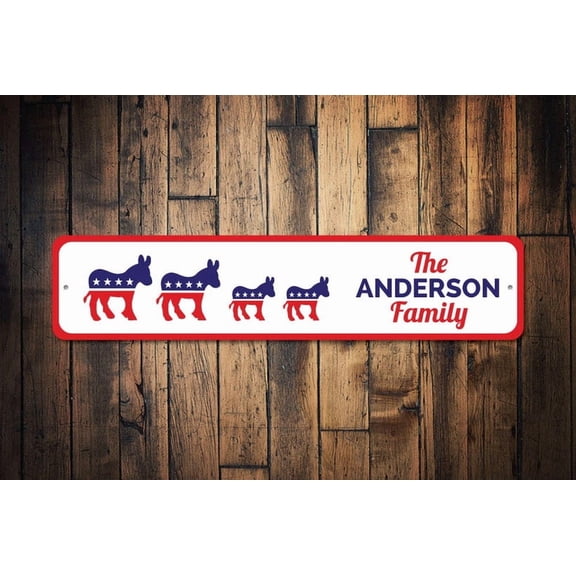 Family Politics Sign Democratic Donkey Sign Republican Elephant Sign Political Party Decor Election Gift - Decorations - Size: 16 x 4 Inches