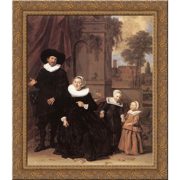 Family Portrait 20x22 Gold Ornate Wood Framed Canvas Art by Hals, Frans