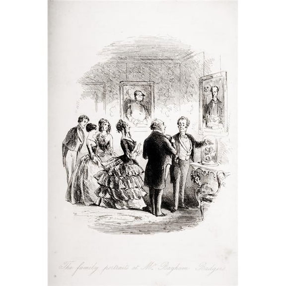 The Family Portraits At Mr. Bayham Badgers Illustration by Phiz Hablot Knight Browne 1815-1882 From The Book Bleak House by Charles Dickens Published London 1853 Poster Print - 12 x 18