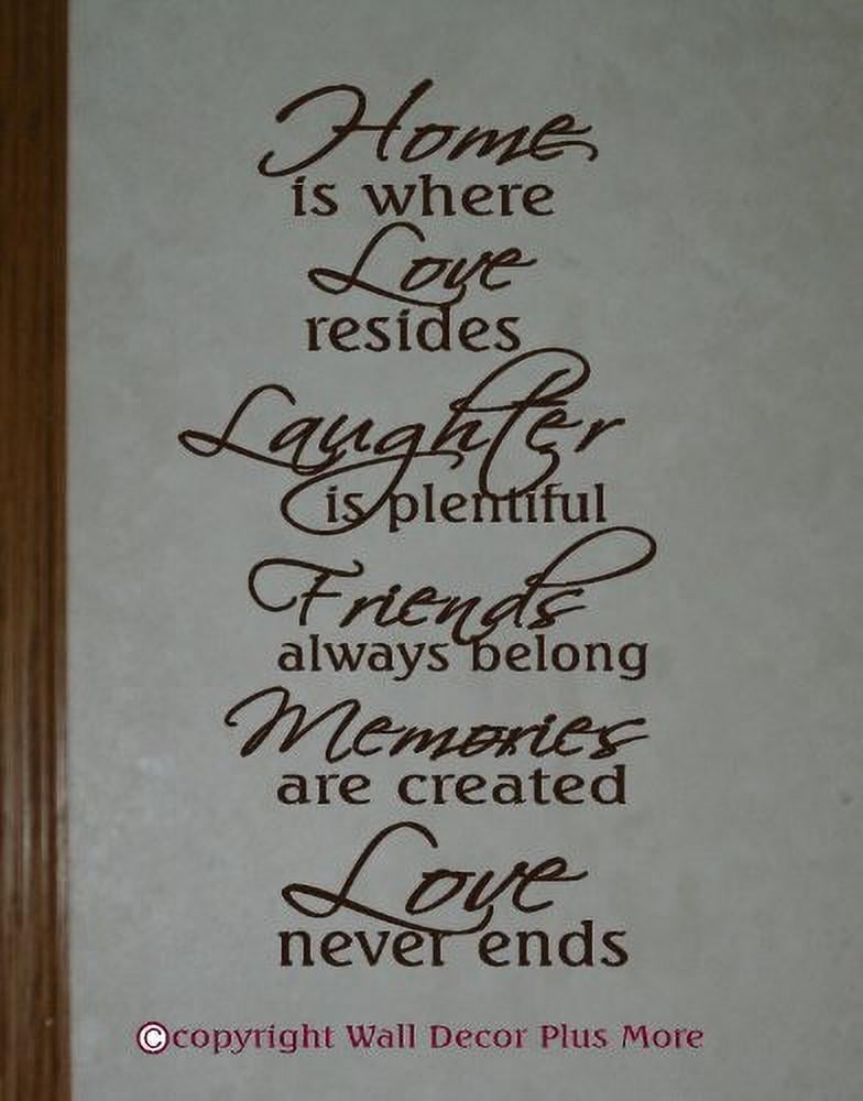 Family Quote Home Is Where Love Never Ends Vinyl Wall Decals Sticker ...
