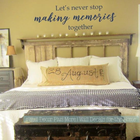 Family Quote Wall Decals For Bedroom Never Stop Making Memories Sticker 33x11-Inch Deep Blue
