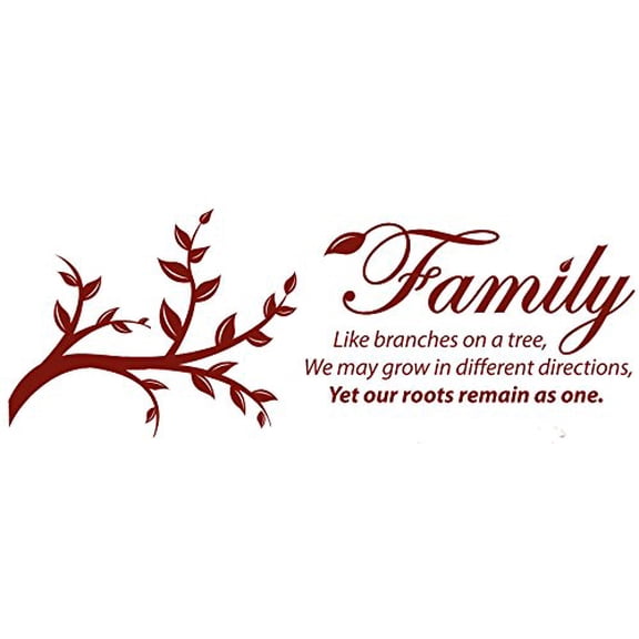 Family Quote with Branches Vinyl Wall Decals Sticker, 32x12-Inch Red