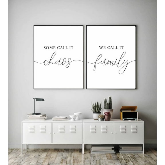 Family Quotes Poster Wall Decor Set of 2 Some Call It Chaos We Call It Family Canvas Art Prints Painting Picture Artwork Home Decoration for Living Room With Inner Frame