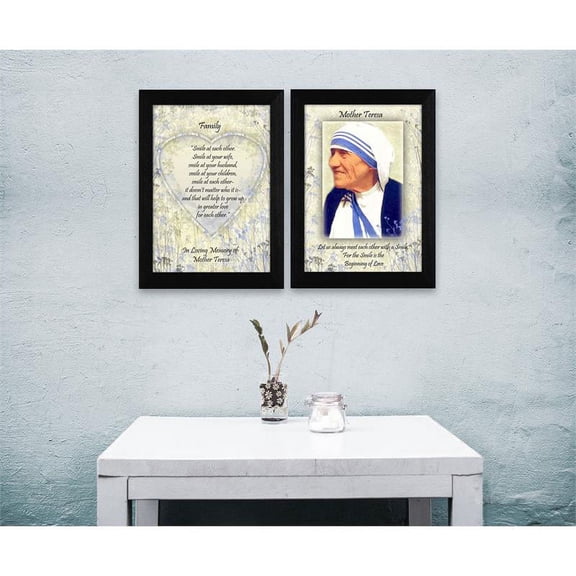 Family Quotes by Mother Teresa Collection Printed Wall Art Wood Multi-Color