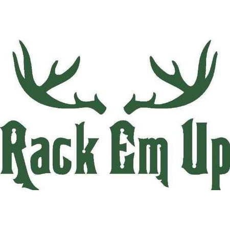 Family Rack em Up Cute Hunting Wall Decal Decoration Rack Em Up Typography with Cute Buck Antlers Lasts Years and Easily Removable - Size: 30 In(W) x 30 In(H)