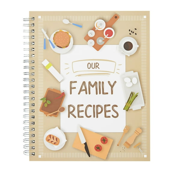 Pipilo Press Blank Family Cookbook Recipe Binder - 6.5 x 8.2 in Hardcover Spiral Bound - 90 Ruled Pages with Memo Pocket - Write In Your Own Recipes & Meal Planning Notebook