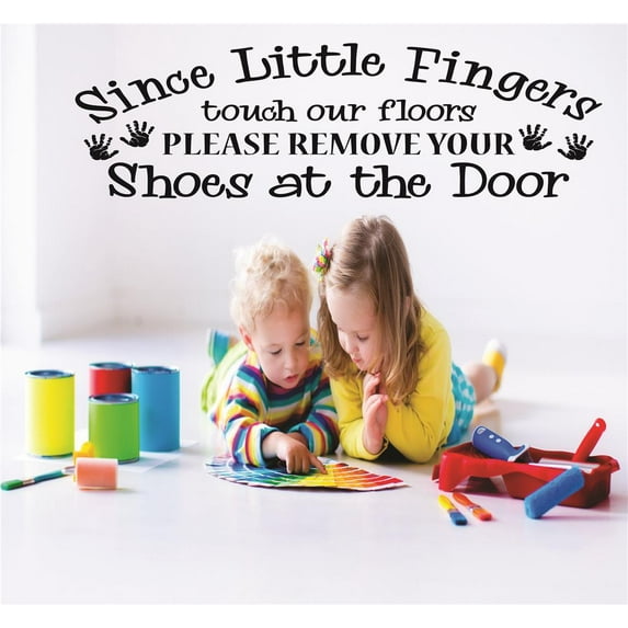 Family Remove Shoes at the Door Funny Quotes & Sayings Wall Decal Decoration Take Your Shoes Off Sign for Door Lasts Years and Easily Removable - Size: 20 In(W) x 40 In(H)