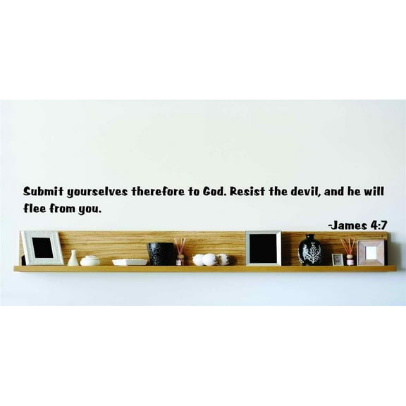 Family Resist the Devil Religious Religious Wall Decal Decoration Resist The Devil Religious Bible Verse Lasts Years and Easily Removable - Size: 3 In(W) x 10 In(H)