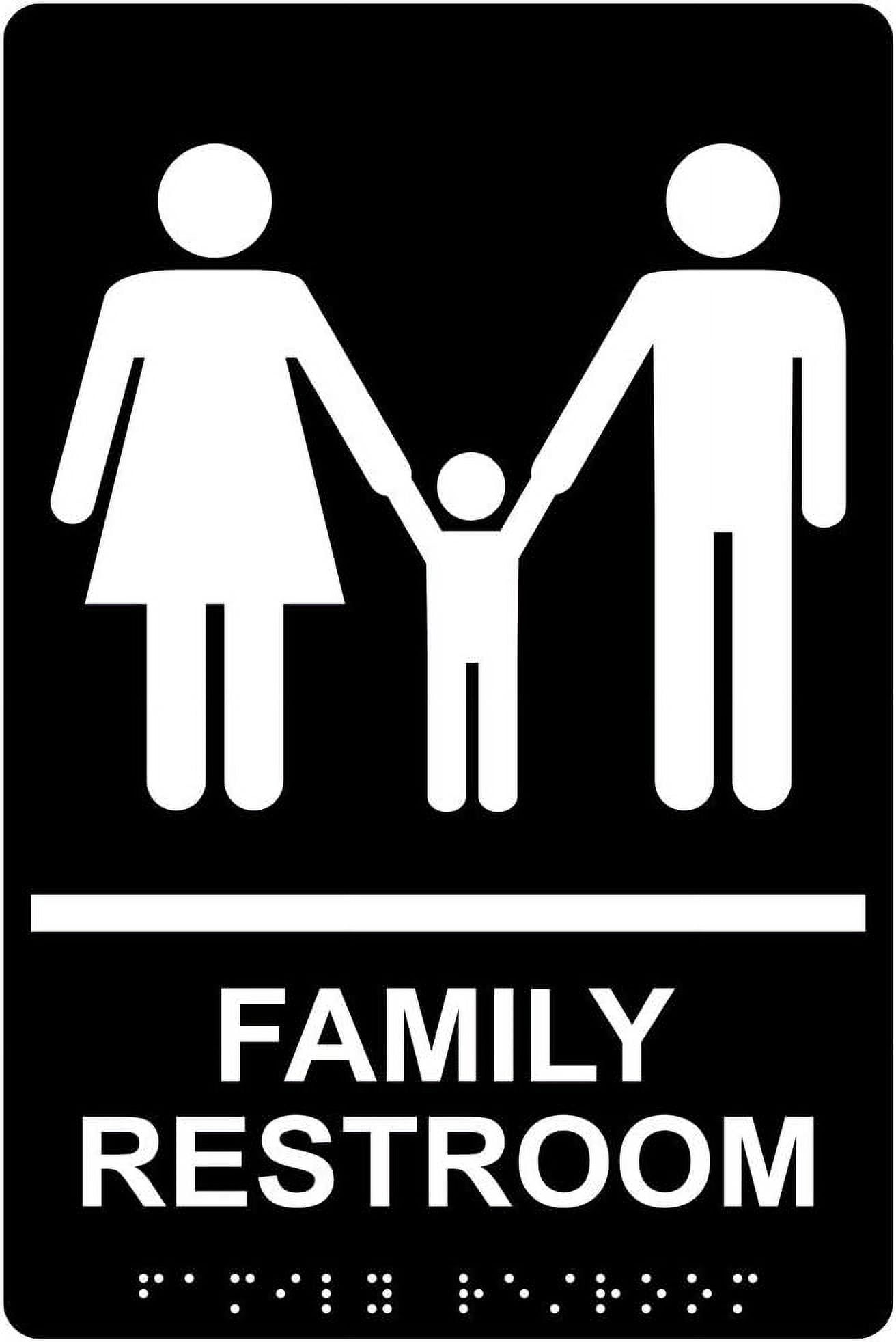 Family Restroom Sign, ADA-Compliant Braille And Raised Letters, 9X6 ...