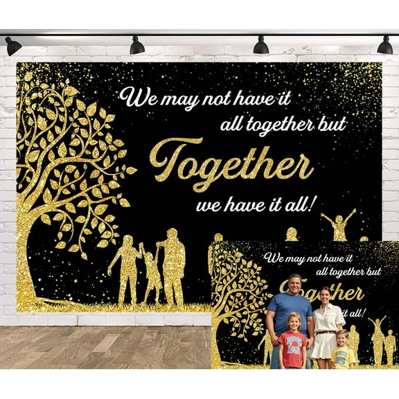 Family Reunion Backdrop Black Gold Glitter Family Tree Photography Background Welcome to Our Family Members Party Decorations Supplies Banner Photo Booth Propss,10X6ft
