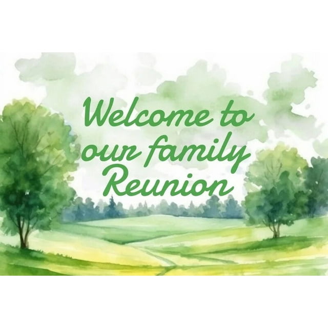 Family Reunion Backdrop Family Tree Eucalyptus Leaves Gathering Gold ...