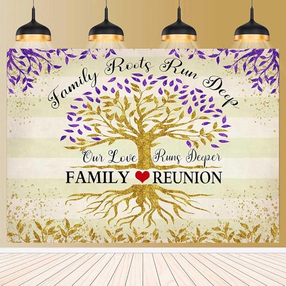 Family Reunion Backdrop Family Tree Leaves Family Members Our Roots Run Deep Photography Background Family Gathering Party Decoration Supplies Banner