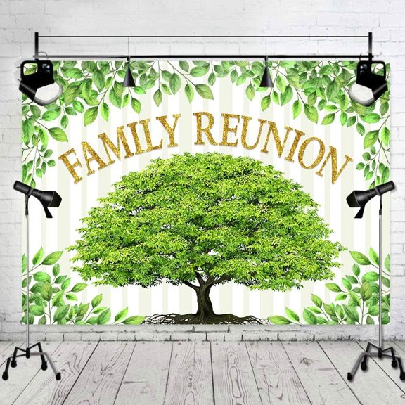 Family Reunion Backdrop Family Tree Members Theme Photo Banner Green Tree Family Gather Welcome Party Photography Background Props