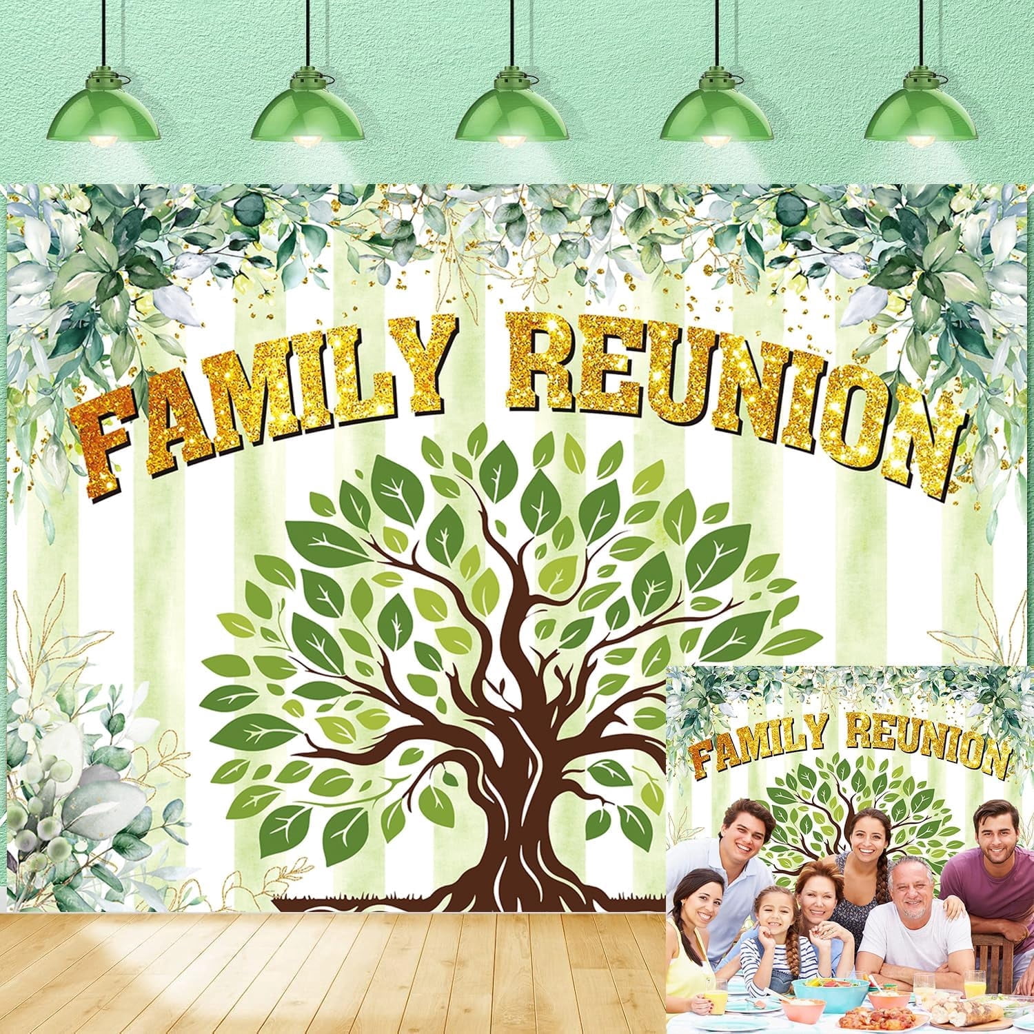 Family Reunion Backdrop Family Tree Photography Background Green ...