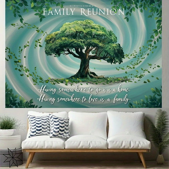 Family Reunion Backdrop Having Somewhere to Go is a Home, Loving Family is Love Photography Background Green Tree Vine Welcome Family Gathering Banner Supplies Photo Props