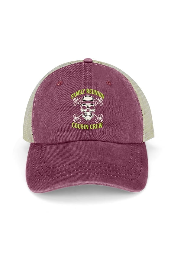 Family Reunion Cousin Crew Wine Red Baseball Cap for Men Women, Adjustable Snapback Hats Trucker Hat