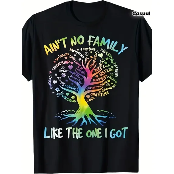 Family Reunion Matching Group Shirts Colorful Family Tree Graphic Unisex Casual Short Sleeve Tee