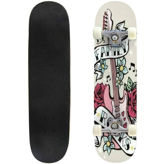 Family Rocks Girls Tshirt Screenprint Outdoor Skateboard Longboards 31"x8" Pro Complete Skate Board Cruiser