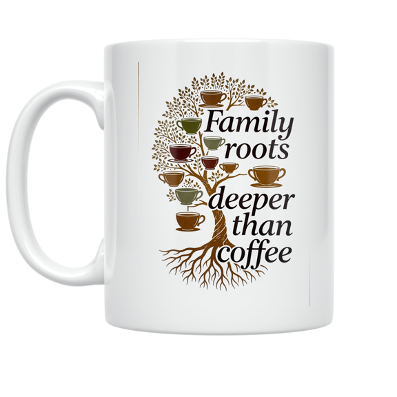 Family Roots Deeper Than Coffee - Family Heritage Enthusiast - 11 oz Ceramic Coffee Mug
