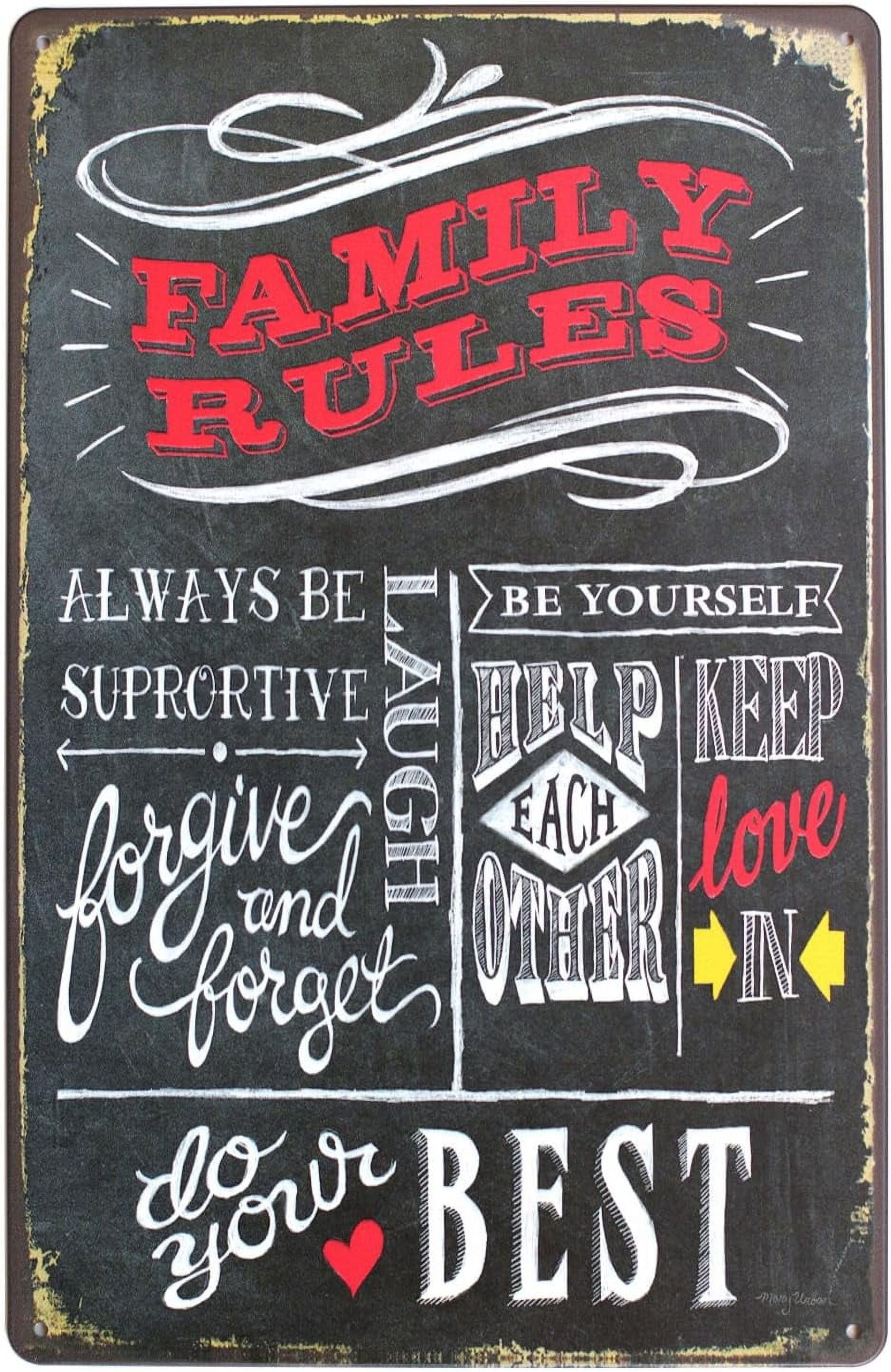 Family Rules Always Be Supportive Metal Tin Sign Wall Home Decor Art ...