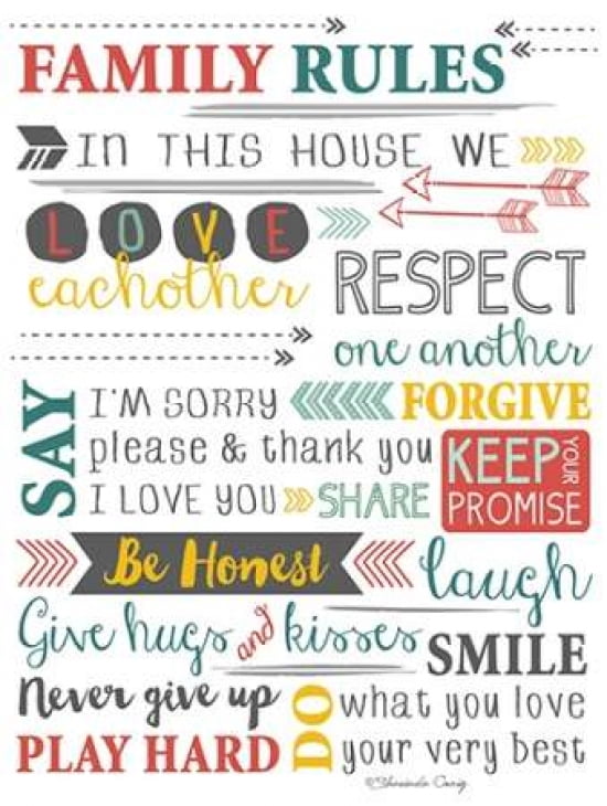 Family Rules Art Canvas Art - Shawnda Craig (18 x 24)