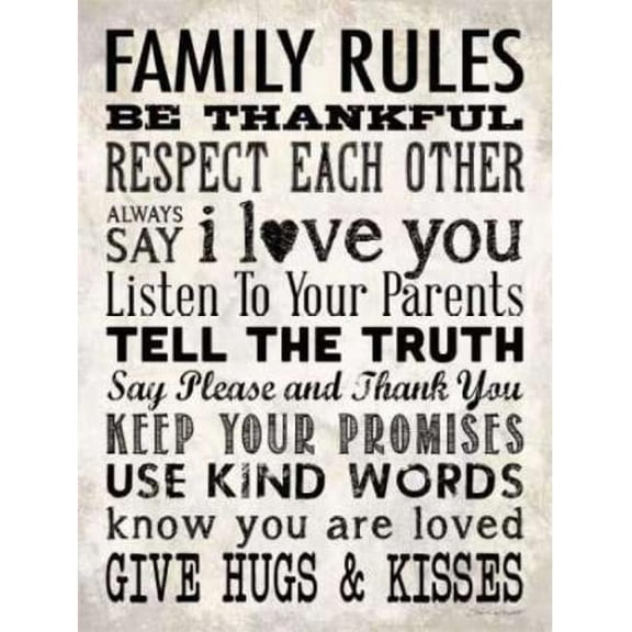 Family Rules - Cream Poster Print by Stephanie Marrott