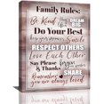 thumbnail image 1 of Family Rules Wall Art Family Rules Signs Pictures Wall Decor Family Word Sign Canvas Painting Print Home Inspirational Quotes Artworks Decor Framed for Bedroom Living Room Dining room Bathroom 12"x16", 1 of 6