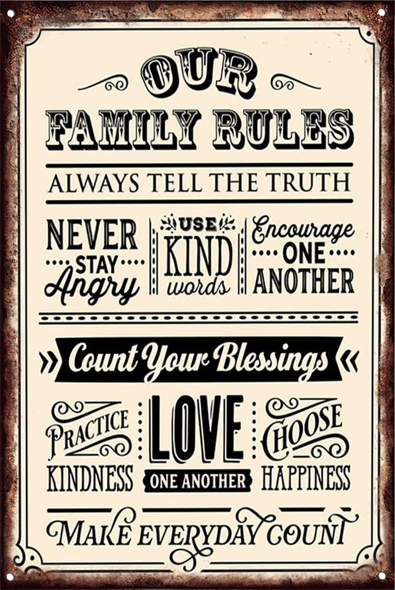 Our Family Rules Wall Art Poster Gift For Mother, Housewarming Gift For ...