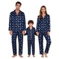 thumbnail image 1 of Family Satin Christmas Pajamas Sets Satin Button Down Holiday Sleepwear Comfy Loungewear for Couples Men Women Fashion Clothes (Mom, Blue, Size S), 1 of 10