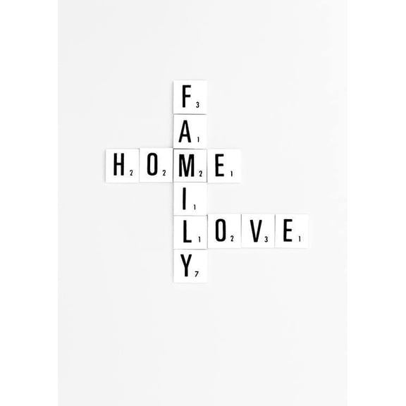 Family Scrabble Print Wall Art, Modern Wall Decor For Living Room Bedroom, 24x36 UNFRAMED