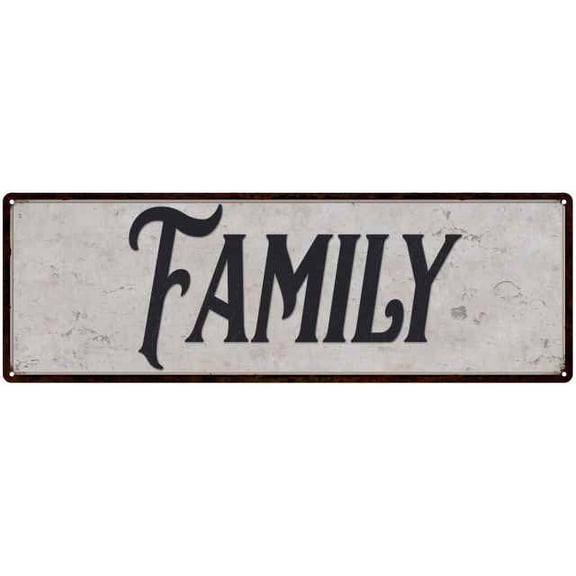 Family Script Vintage Look Reproduction Black White 8x24 Metal Sign 106180023049
