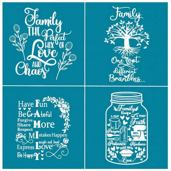 Family Self-Adhesive Silk Screen Printing Stencil Mesh Transfers for DIY Painting Wood T-Shirt Pillow Fabric Bags Textile Decoration