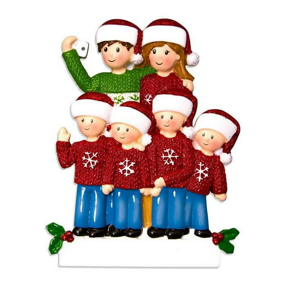 Family Series SELFIE Family with ONE FOUR Children Personalized Christmas Ornament DO-IT-YOURSELF