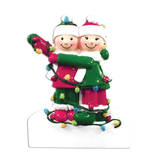 Family Series Tangled in Lights Family of 2 Couple Personalized Christmas Ornament DO-IT-YOURSELF