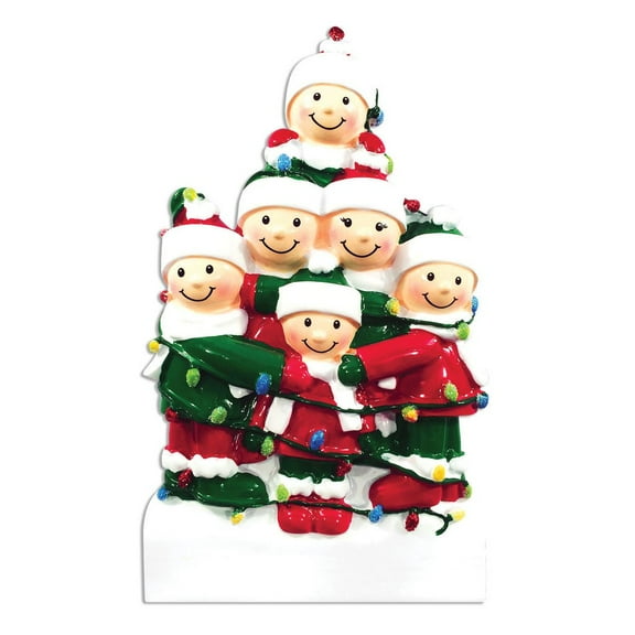Family Series Tangled in Lights Family of 6 Personalized Christmas Ornament DO-IT-YOURSELF