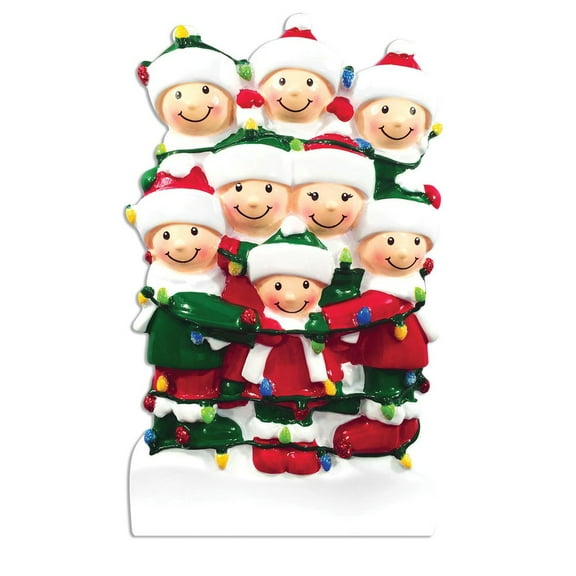 Family Series Tangled in Lights Family of 8 Personalized Christmas Ornament DO-IT-YOURSELF