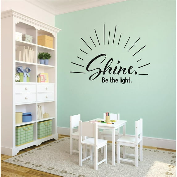 Family Shine be the Light Cute Quotes & Sayings Wall Decal Decoration Shine Be the light Cute Lettering Lasts Years and Easily Removable - Size: 10 In(W) x 10 In(H)