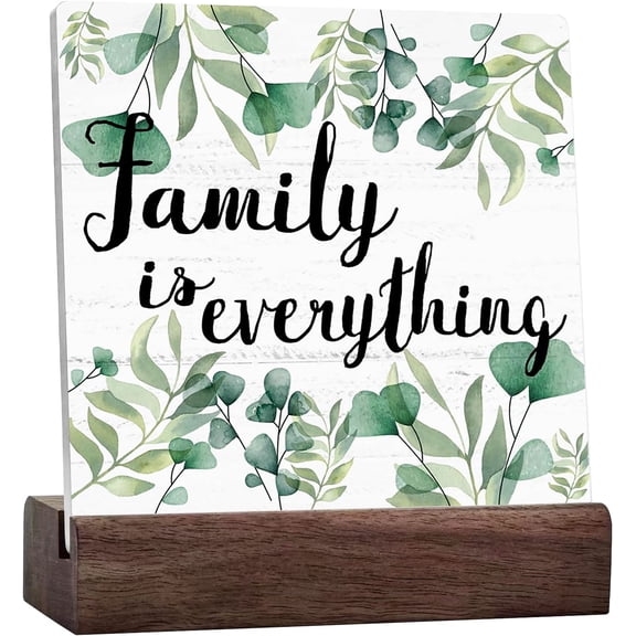 Family Sign Ceramic Table Sign Desk Decor,Family Is Everything,Sign For Living Room Bedroom Shelf Tabletop Decor, Knick Knacks For Shelves